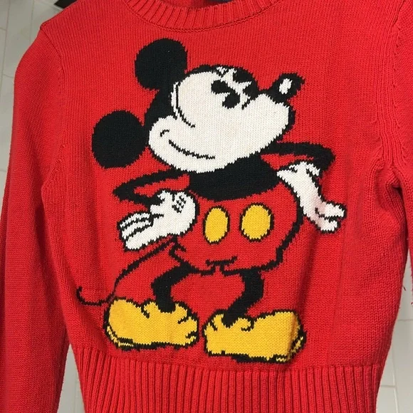 Forever 21 x Disney “Mickey & Co.” Cropped Red Sweater (size S) - Picture 3 of 8